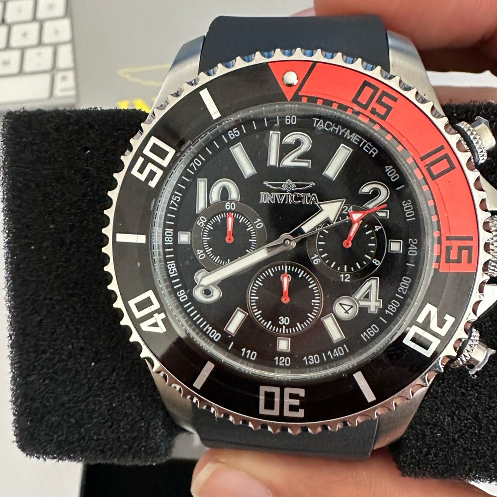 Invicta Black and Red Chronograph Watch